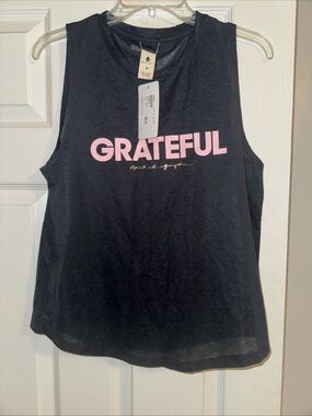 Spiritual Gangster Black Muscle Tee with Pink GRATEFUL Graphic